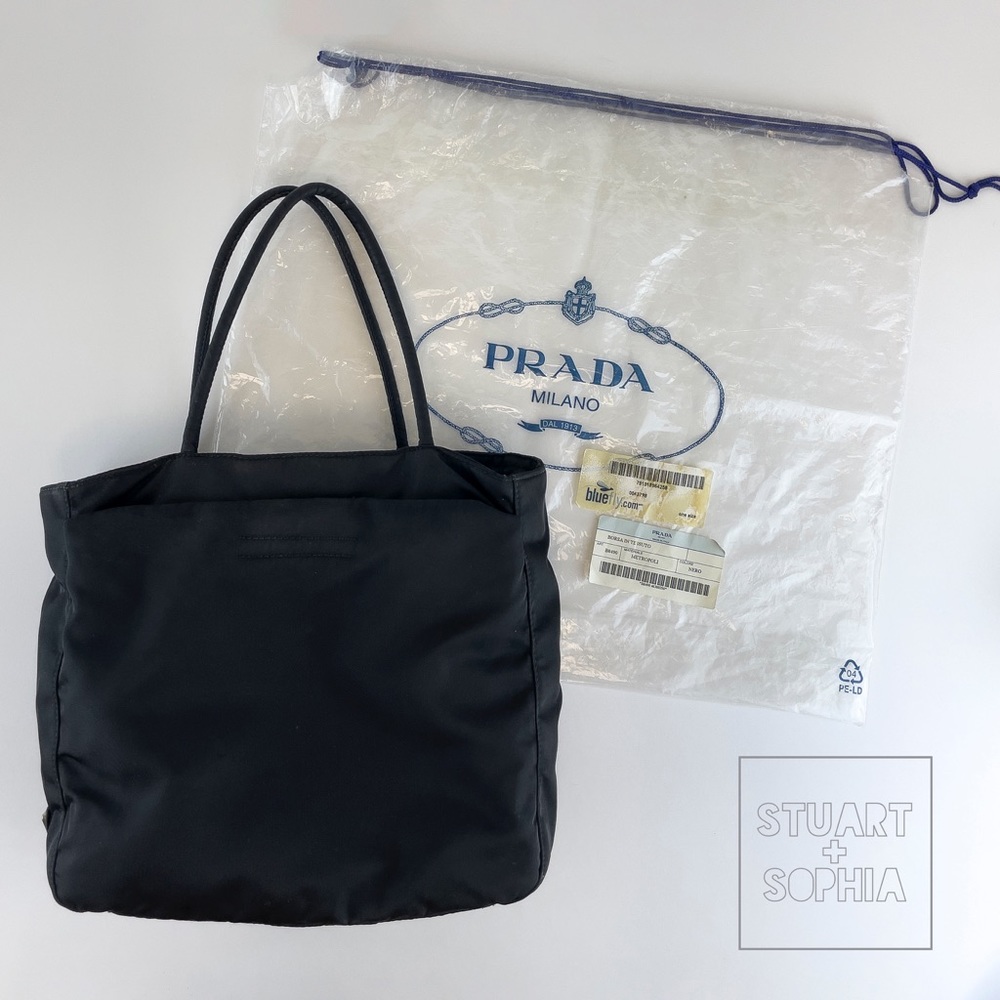 Vintage 90s Y2K Black Nylon Prada Bag B8490 Borsa in Tessuto Metropoli Tote